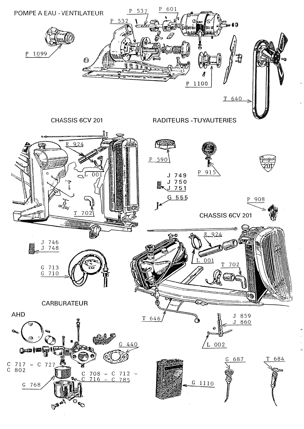POMPE A EAU - REFROIDISSEMENT - ALIMENTATION ESSENCE CARBURATION - ACCESSOIRES