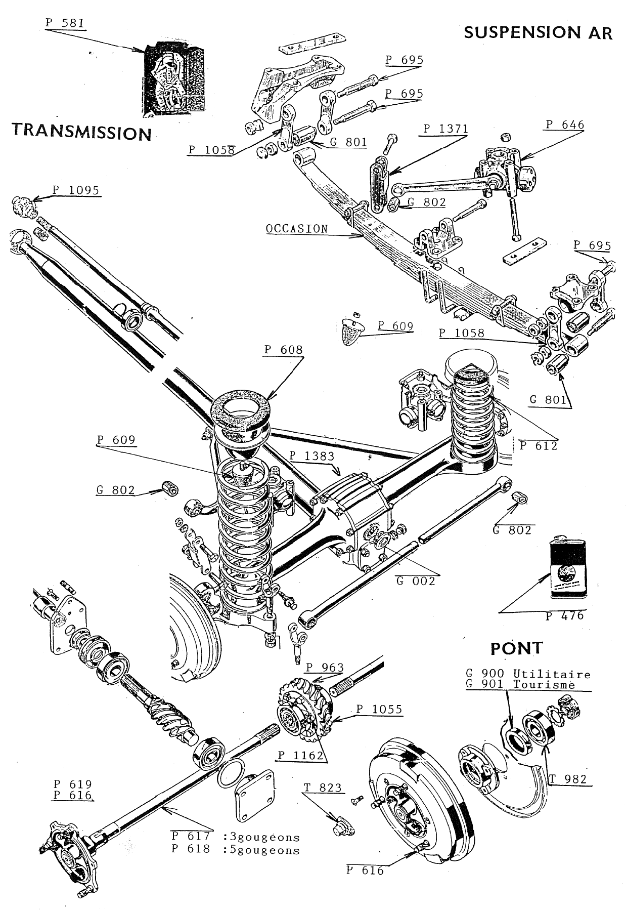 SUSPENSION ARRIERE ET PONT