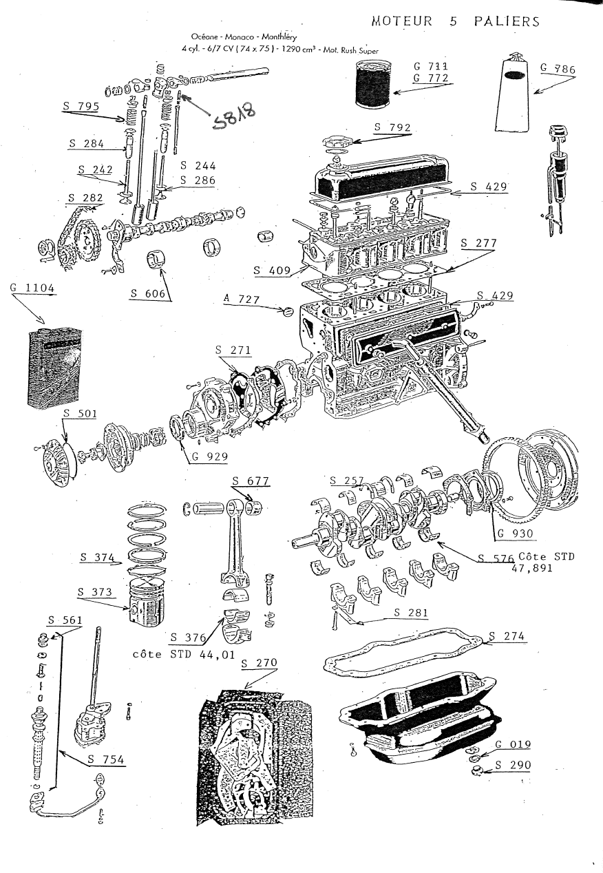 MOTEUR OCEANE MONACO MONTHLERY 6/7CV